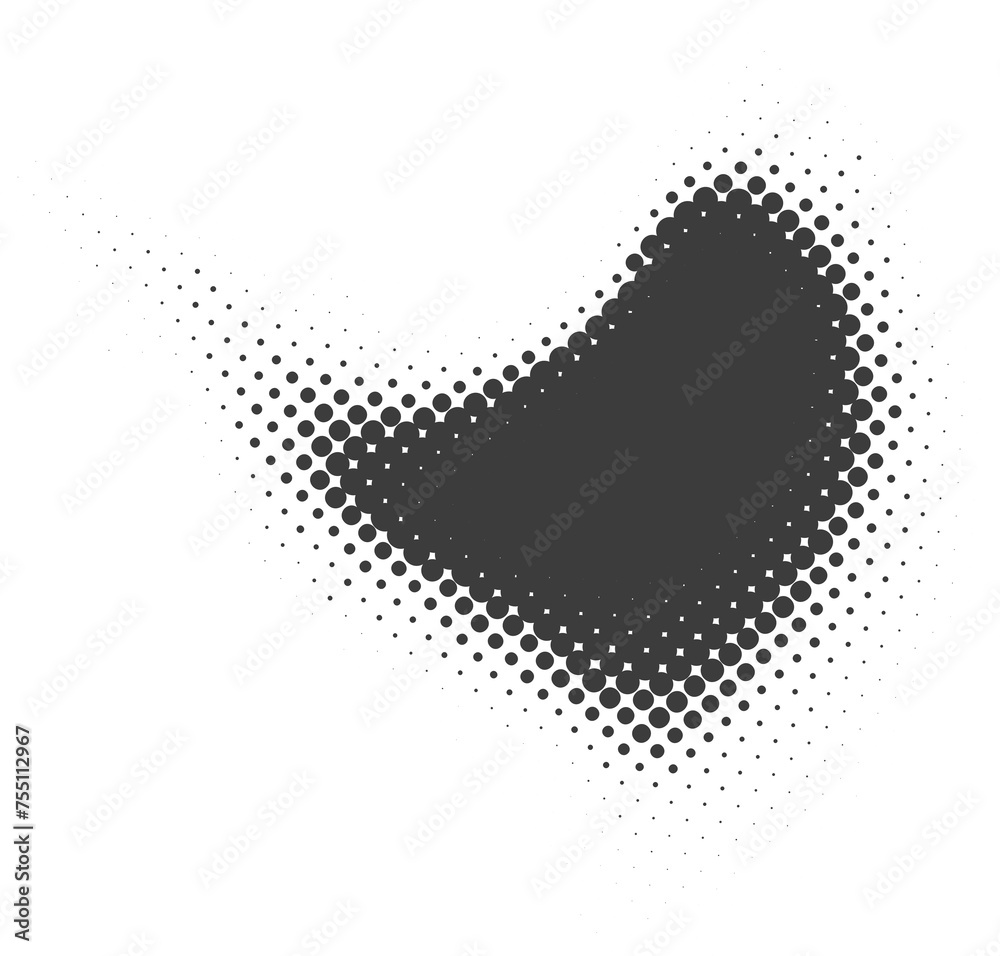 Poster halftone dotted shape. paint blob with noisy effect. abstract splatter shape