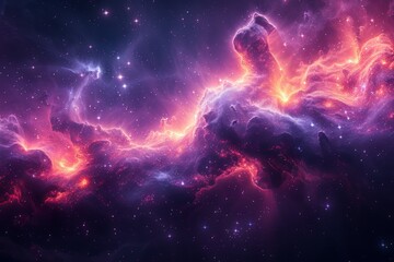 Colorful Space With Stars and Nebula Clouds