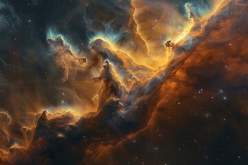Obraz na płótnie Canvas Nebula Cloud Amidst Stars and Clouds