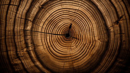 Naklejka premium tree circular wood grain background сreated with Generative Ai