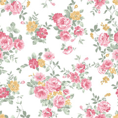 rose, print, flower, seamless, floral, vector, rose, pink, wallpaper, illustration, decoration, vintage, design, flowers, leaf, nature, 