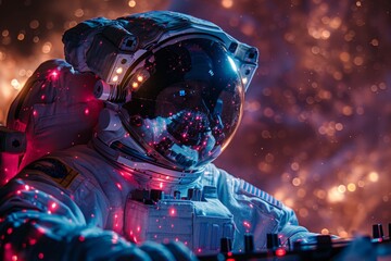 Astronaut With Red Light on Face