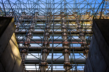 typical scaffolding at a construction site - 755116506