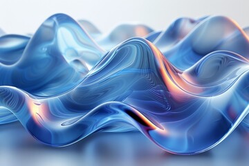 Blue Abstract Background With Wavy Lines