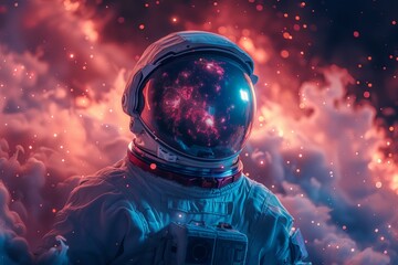 Astronaut in Space Suit Against Star-Filled Sky