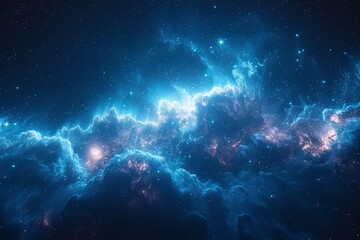 Celestial Blue Space Filled With Stars and Clouds