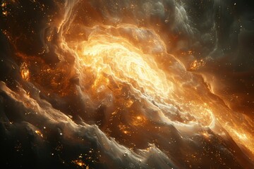 Vibrant Orange and Yellow Swirl in Space