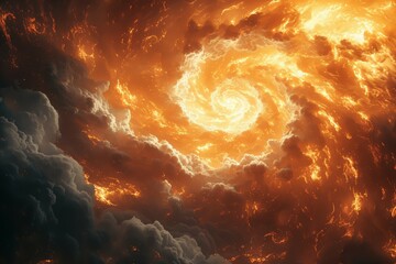 Fiery Spiral in Cloudy Sky - obrazy, fototapety, plakaty