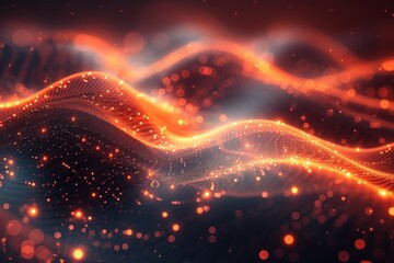 Glowing Lights and Waves in Abstract Background