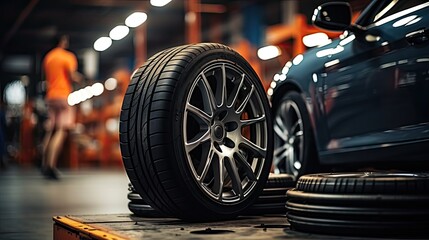 changing tires, mechanic service - Powered by Adobe