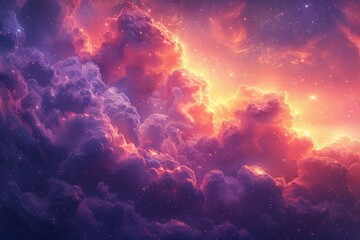 Obraz na płótnie Canvas Vibrant Sky With Clouds and Stars