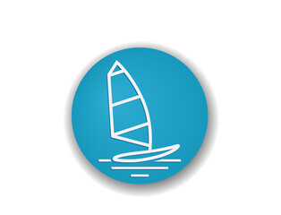 windsurfing round icon. vacation, summer and sea sport symbol. vector color illustration