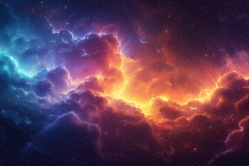 Vibrant Sky With Clouds and Stars - obrazy, fototapety, plakaty