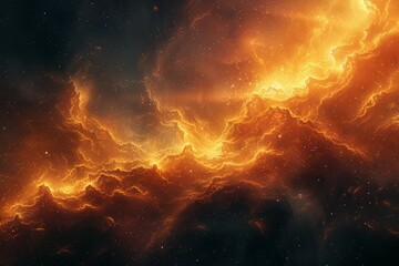 Vibrant Orange and Black Sky Filled With Stars