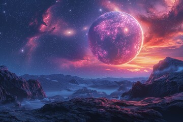 Purple Planet With Stars