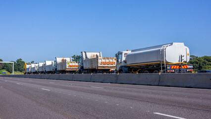 Construction Highway Trucks Earthworks Blue Sky - 755119171