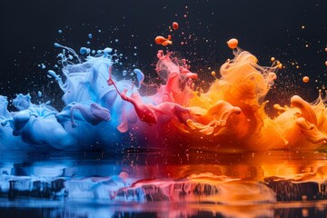 Vibrant Paint Splashing in Water on Black Background