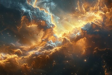 Stellar Sky Filled With Stars and Clouds - obrazy, fototapety, plakaty
