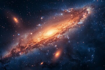 Majestic Spiral Galaxy Amidst Stars - obrazy, fototapety, plakaty
