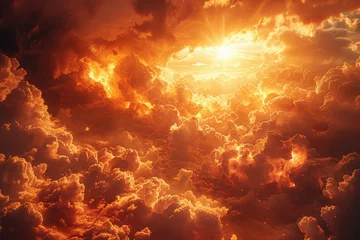 Gardinen Sun Shining Through Clouds in Sky © Ilugram