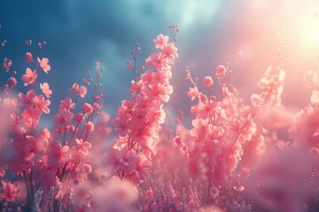 Pink Flowers Blooming in Grass