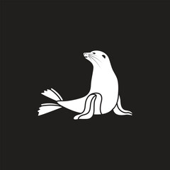 Fototapeta premium Silhouette of a sea lion. Vector icon logo isolated on black background