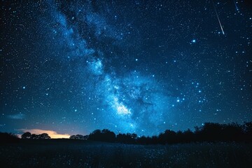 Glowing Night Sky Filled With Stars and Milky Way