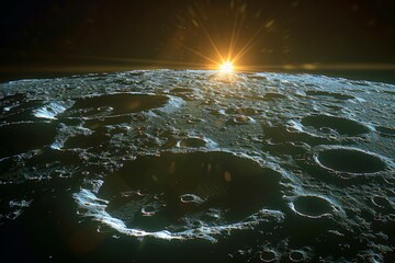 Sun Shining on Moons Surface