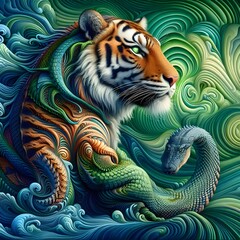 tiger in blue