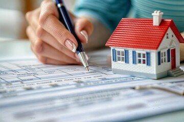 Woman filling out real estate property appraisal form - obrazy, fototapety, plakaty