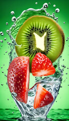 fruit, kiwi, food, strawberry
