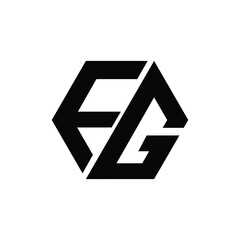 Hexagonal modern shape letter EG or FG unique initial monogram logo concept