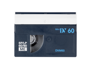Old vintage mini DV casette isolated