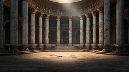 Interior of an ancient Roman or Greek temple. - obrazy, fototapety, plakaty
