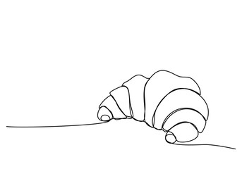 Croissant, one line drawing vector illustration.