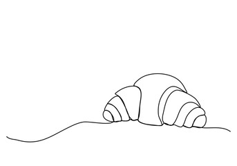 Croissant, one line drawing vector illustration.