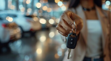 Fototapeta premium Woman Holding Car Key