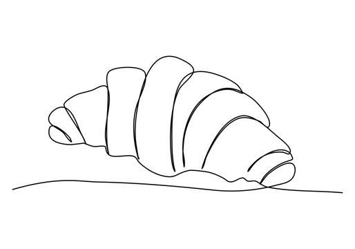 recommend clip art: Croissant, one line drawing vector illustration.