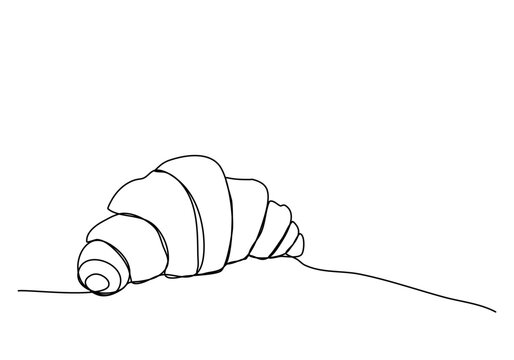 recommend clip art: Croissant, one line drawing vector illustration.