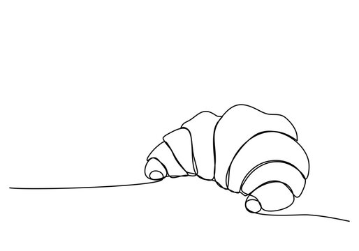 recommend clip art: Croissant, one line drawing vector illustration.
