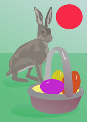 easter bunny with easter eggs - 755124744
