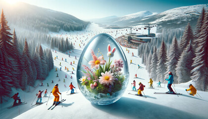 Easter on slalom mountain in Scandinavia - obrazy, fototapety, plakaty