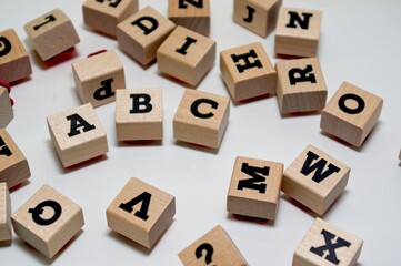 Single Letters on a wooden block for a rubber stamp