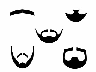 Set of stylish beard and moustache collection. Vector Illustration