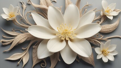 A visually stunning rendering of a vanilla flower, with intricate details and a mix of traditional...