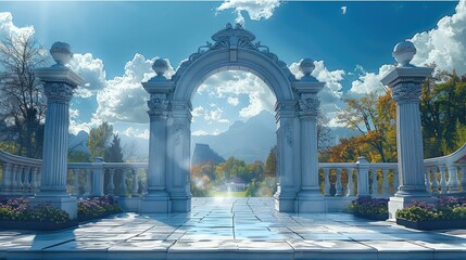Beautiful gate of heaven. Generative AI. - obrazy, fototapety, plakaty