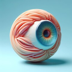 Abstract 3D Human Eye Sphere. 3D minimalist cute illustration on a light background.