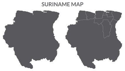 Suriname map. Map of Suriname in grey set