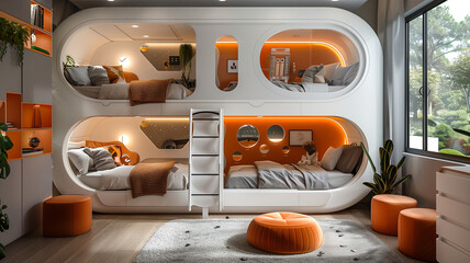 Kids' room offers glimpse into tomorrow with futuristic furnishings, interactive features - obrazy, fototapety, plakaty