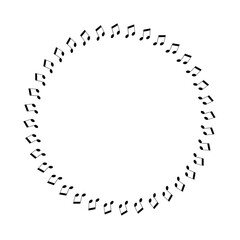 Circle shape frame with music notes isolated on white. Creative design template